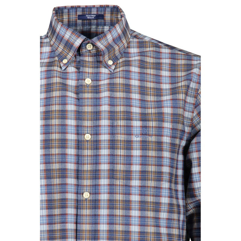 Gant Blue Cotton Shirt - Regular Fit with Button-Down Collar