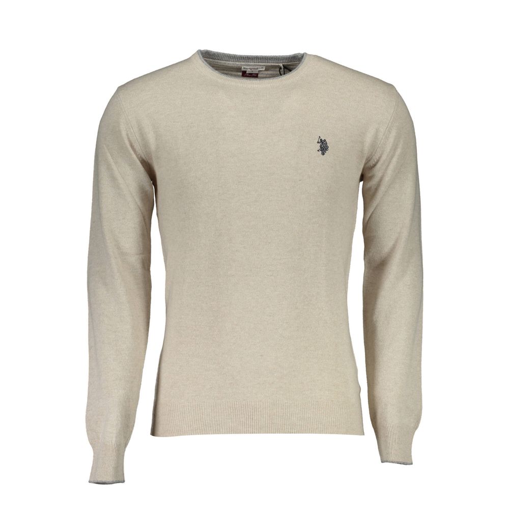 U.S. POLO ASSN. Beige Wool Sweater - Slim Fit with Contrasting Details