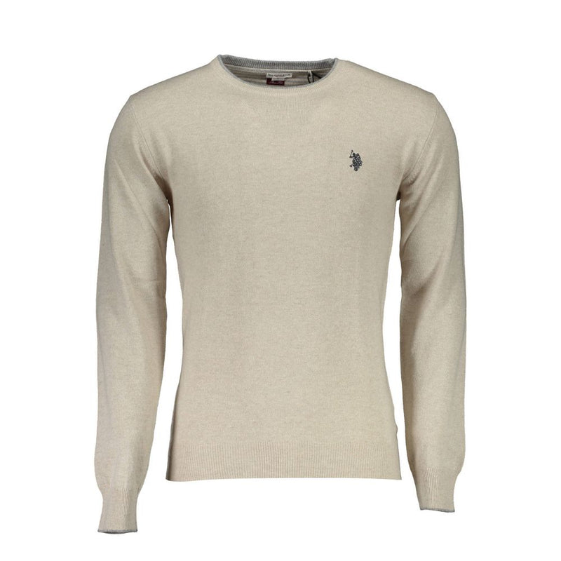 U.S. POLO ASSN. Beige Wool Sweater - Slim Fit with Contrasting Details