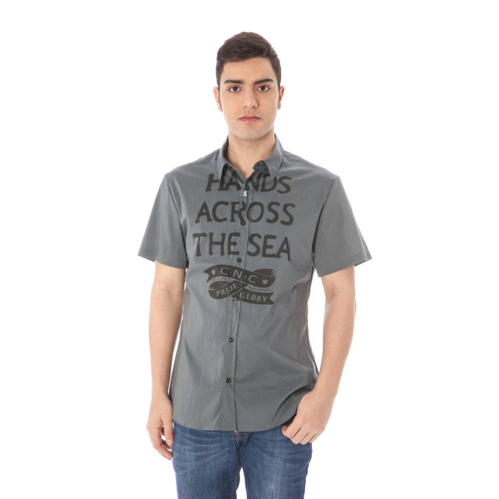 Costume National Gray Cotton Shirt - Élégance Italienne