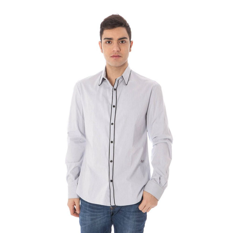 Costume National Blue Cotton Shirt - Italian Collar