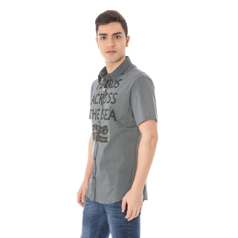 Costume National Gray Cotton Shirt - Italian Collar