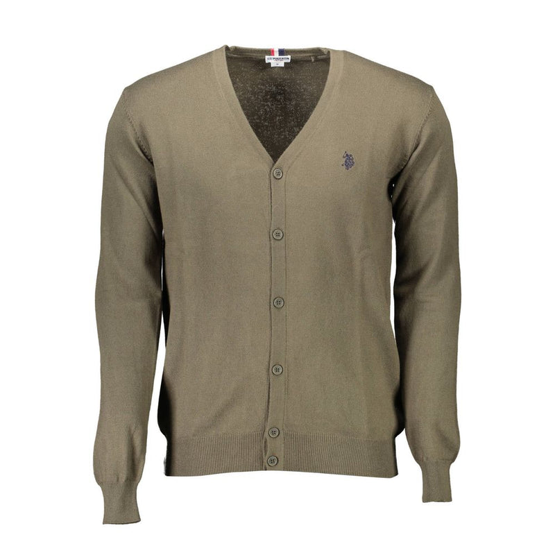 U.S. POLO ASSN. Green Cotton Sweater - Stylish V-Neck Cardigan