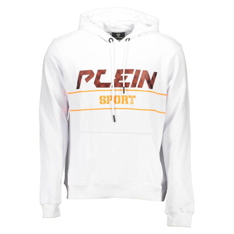 Plein Sport White Cotton Sweatshirt with Hood