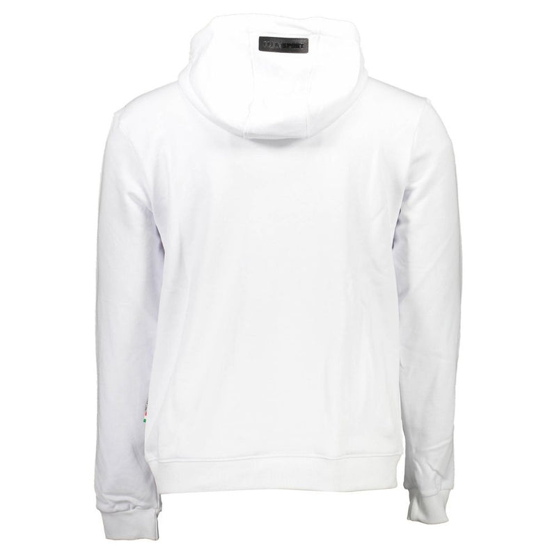 Plein Sport White Cotton Sweatshirt with Hood