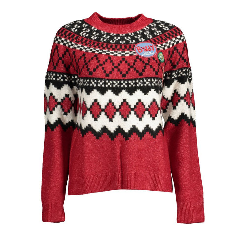 Desigual Red Polyester Sweater - Stylish High Collar Design