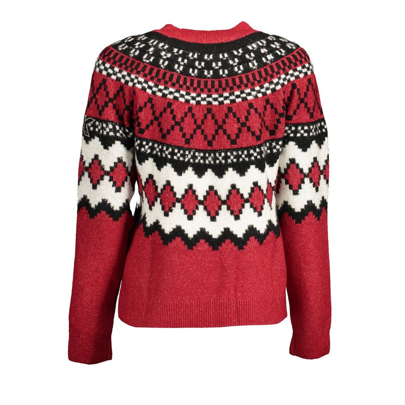 Desigual Red Polyester Sweater - Stylish High Collar Design