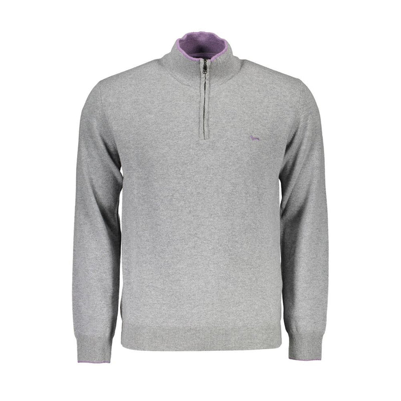Harmont & Blaine Gray Wool Sweater - Half Zip Turtleneck