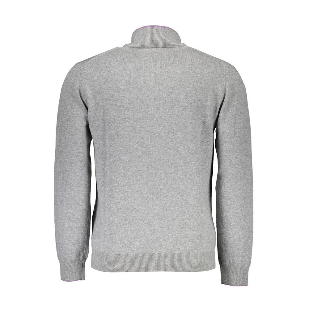 Harmont & Blaine Gray Wool Sweater - Half Zip Turtleneck