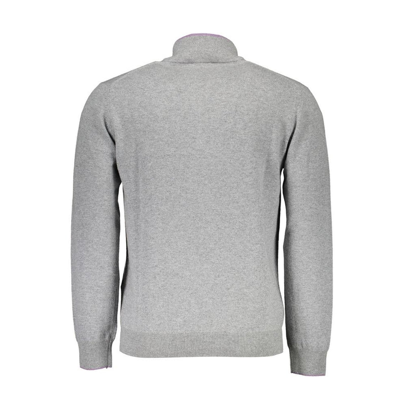 Harmont & Blaine Gray Wool Sweater - Half Zip Turtleneck