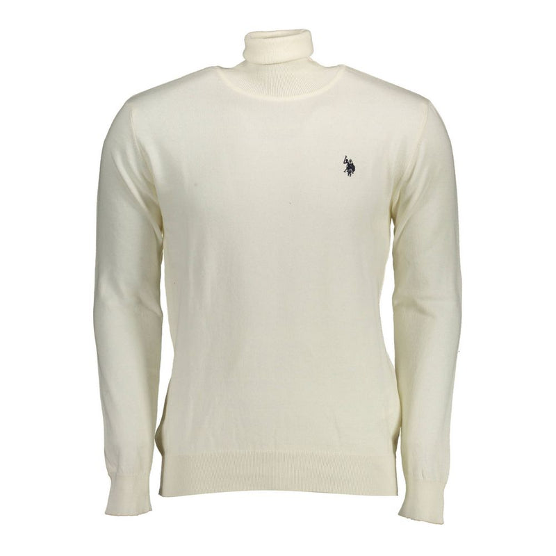 U.S. POLO ASSN. White Cotton Sweater - Turtleneck Design