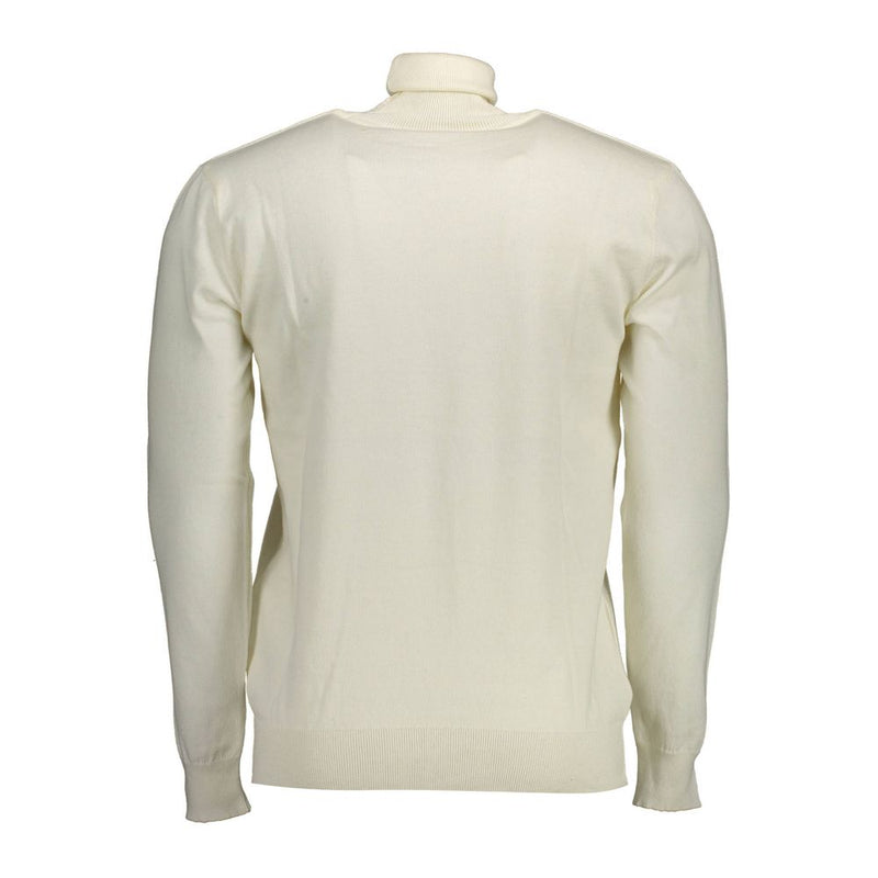 U.S. POLO ASSN. White Cotton Sweater - Turtleneck Design