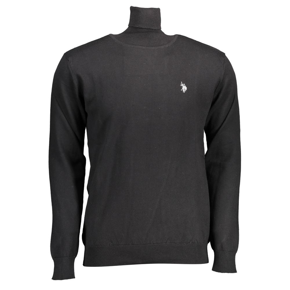 U.S. POLO ASSN. Black Cotton Sweater - Turtleneck Design