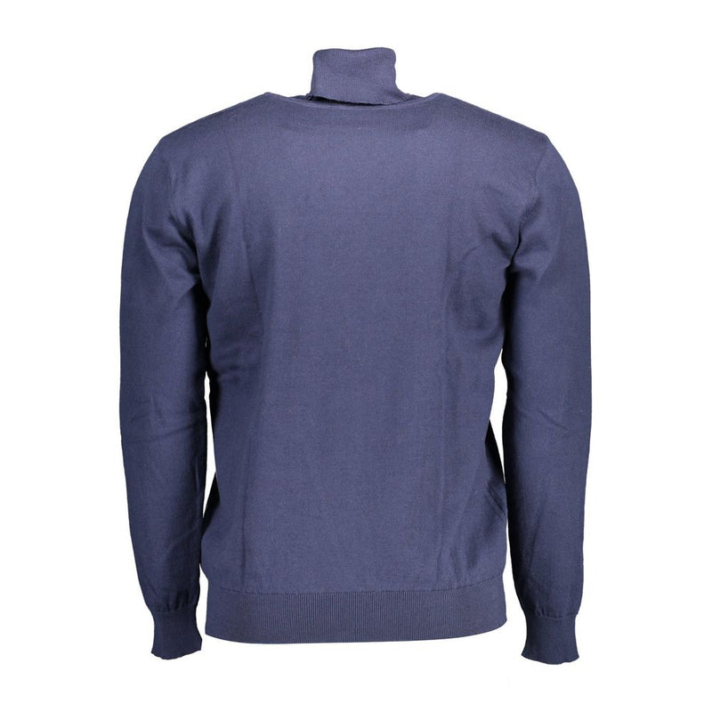 U.S. POLO ASSN. Blue Cotton Sweater - Turtleneck Design