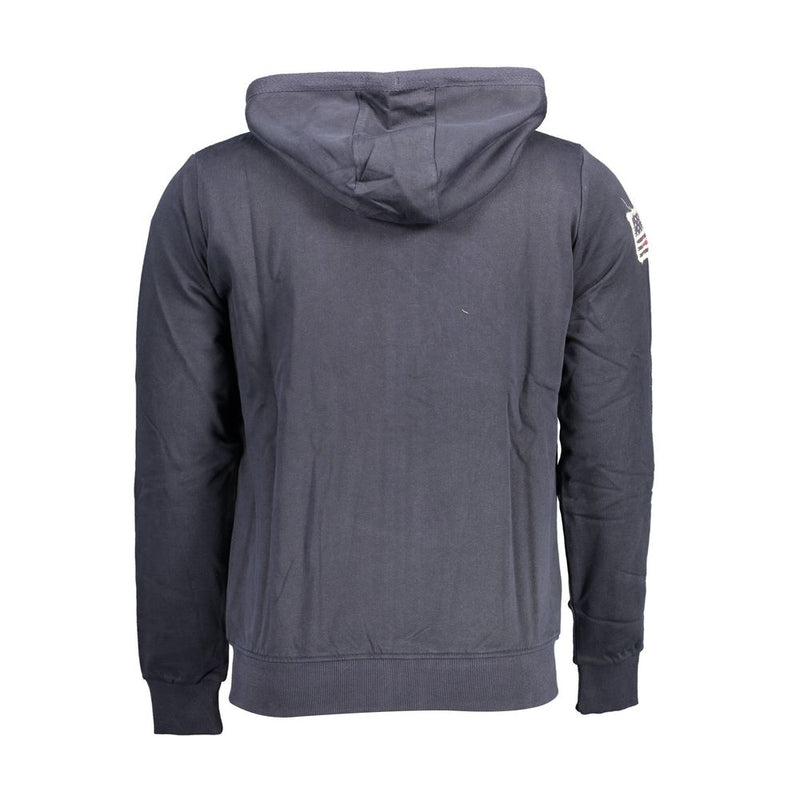 U.S. POLO ASSN. Blue Cotton Men Sweater with Embroidered Zip and Pockets