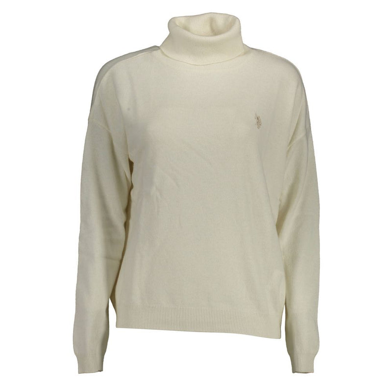 U.S. POLO ASSN. White Wool Sweater with Turtleneck - Stylish Comfort