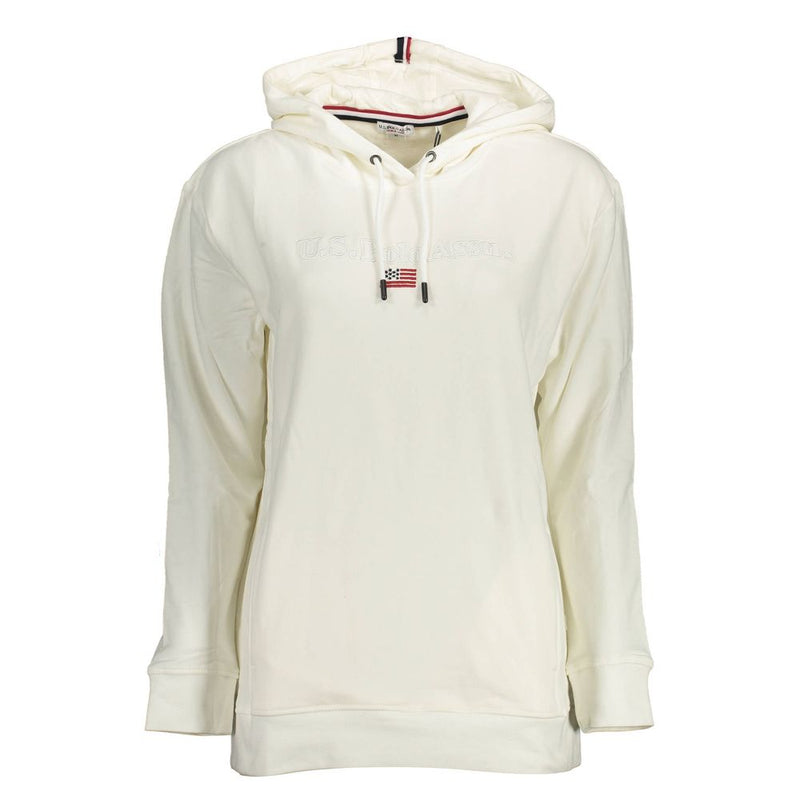 U.S. POLO ASSN. Hoodie Femme Blanc en Coton avec Poches