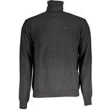 La Martina Black Wool Sweater - Turtleneck with Logo