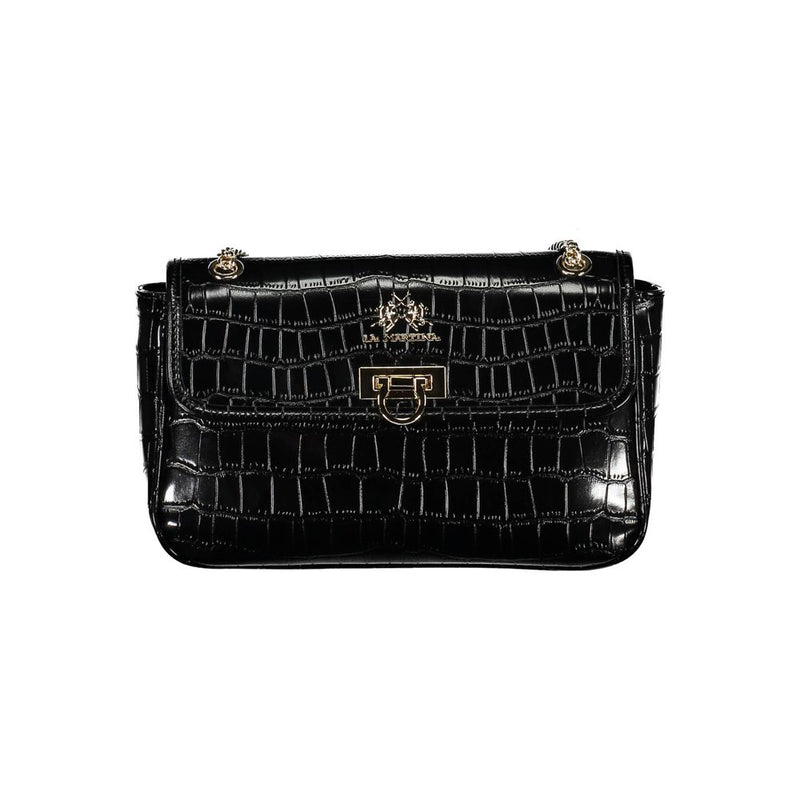 La Martina Black Polyethylene Handbag - Élégante et Fonctionnelle