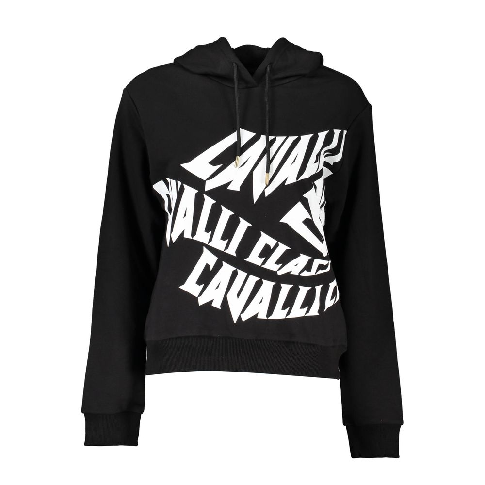 Cavalli Class Sweatshirt Noir en Coton avec Capuche
