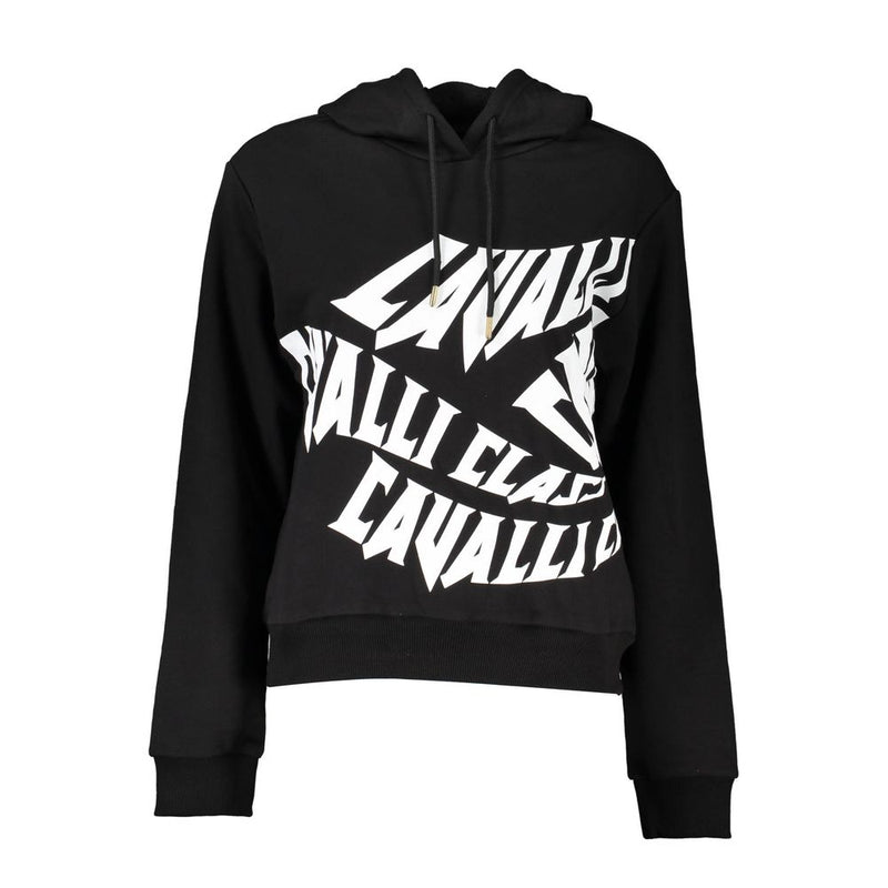 Cavalli Class Sweatshirt Noir en Coton avec Capuche