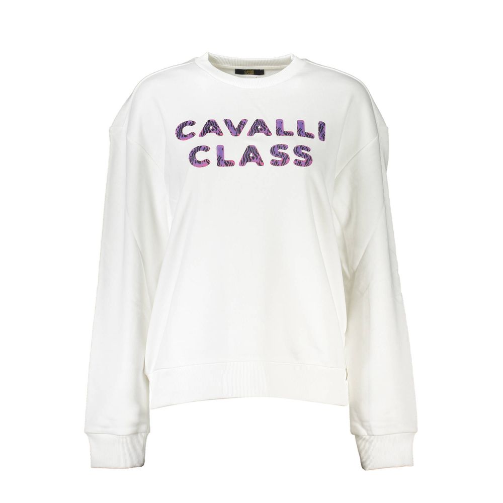 Cavalli Class White Cotton Women Sweater - Stylish Luxury