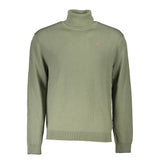 Napapijri Green Wool Sweater - Turtleneck with Logo