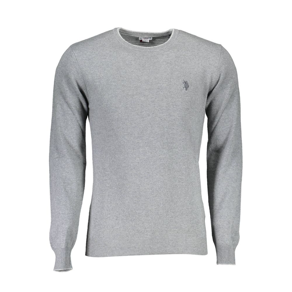 U.S. POLO ASSN. Gray Wool Sweater - Slim Fit with Contrast Details