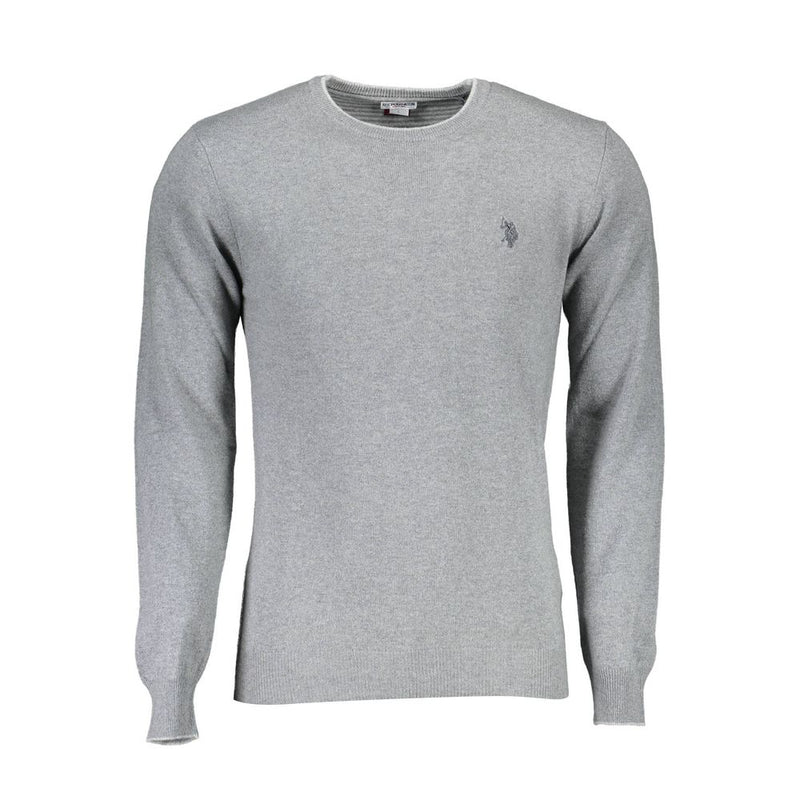 U.S. POLO ASSN. Gray Wool Sweater - Slim Fit with Contrast Details