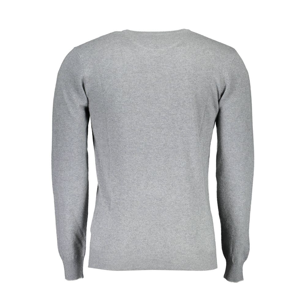 U.S. POLO ASSN. Gray Wool Sweater - Slim Fit with Contrast Details