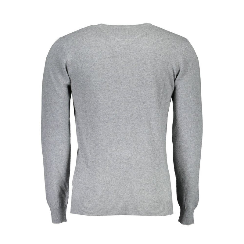 U.S. POLO ASSN. Gray Wool Sweater - Slim Fit with Contrast Details