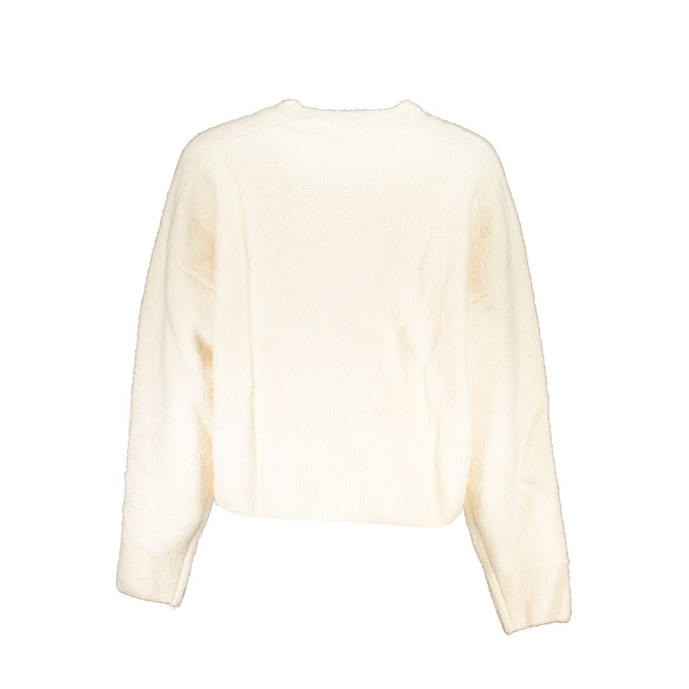 Desigual White Fabric Sweater - Stylish Long Sleeved Crew Neck