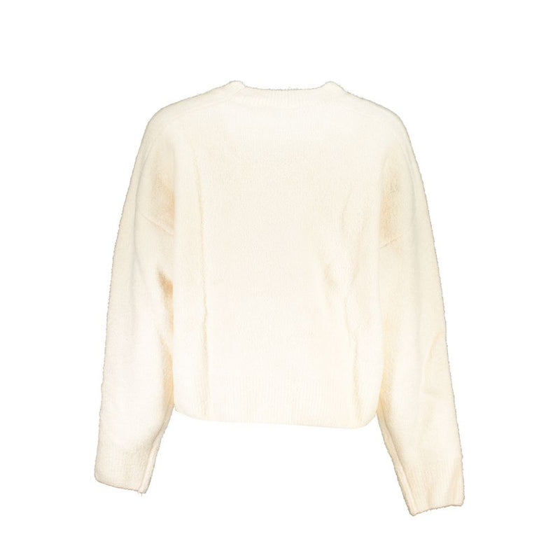Desigual White Fabric Sweater - Long Sleeved Crew Neck Elegance