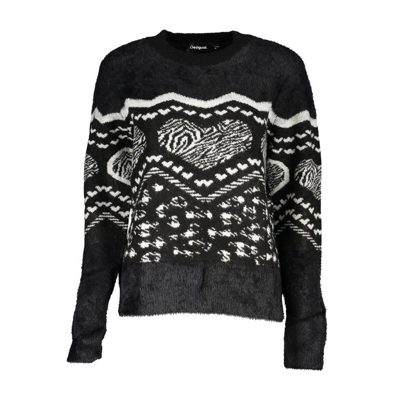 Desigual Black Polyester Sweater - Chic Turtleneck Style