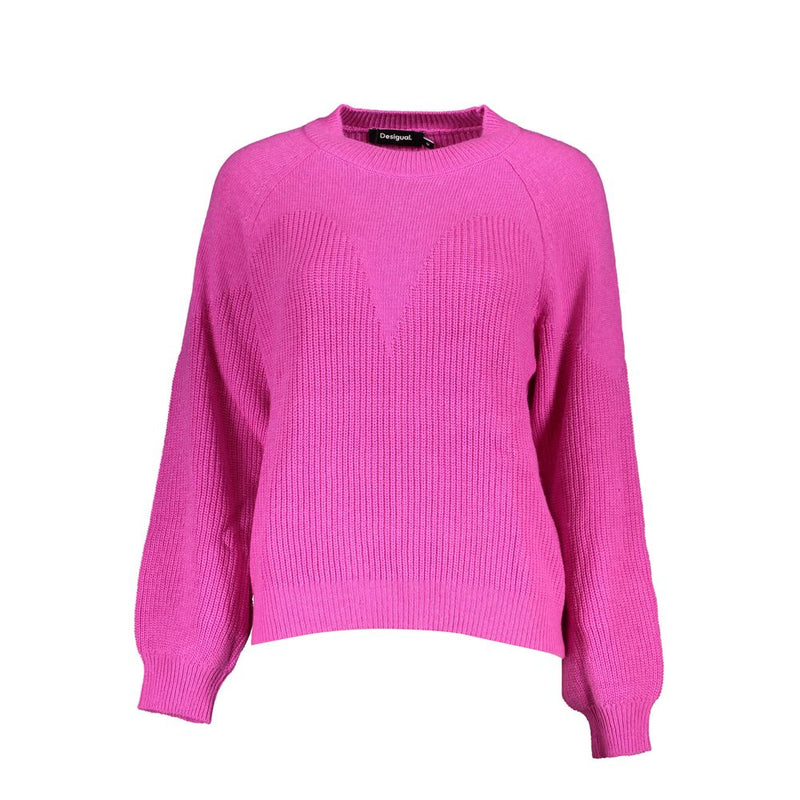 Desigual Pink Fabric Sweater - Stylish Turtleneck Design