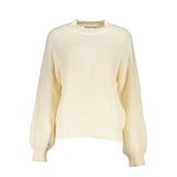 Desigual White Fabric Sweater with Turtleneck and Contrast Details