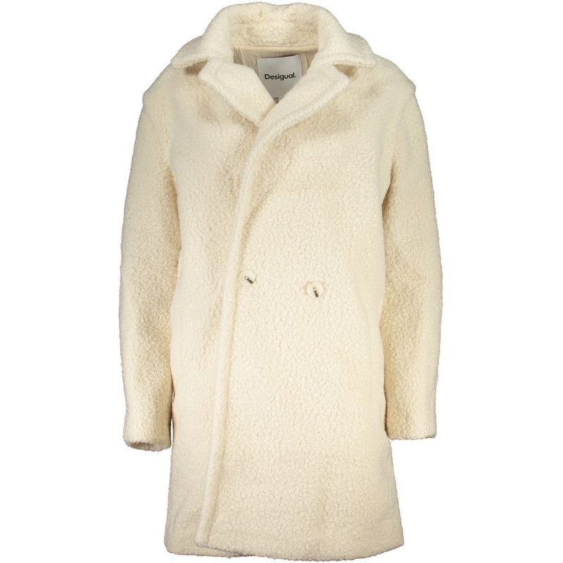 Desigual White Polyester Long Sleeved Coat - Chic & Functional