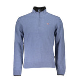 Napapijri Blue Fabric Sweater - Regular Fit with Half Zip