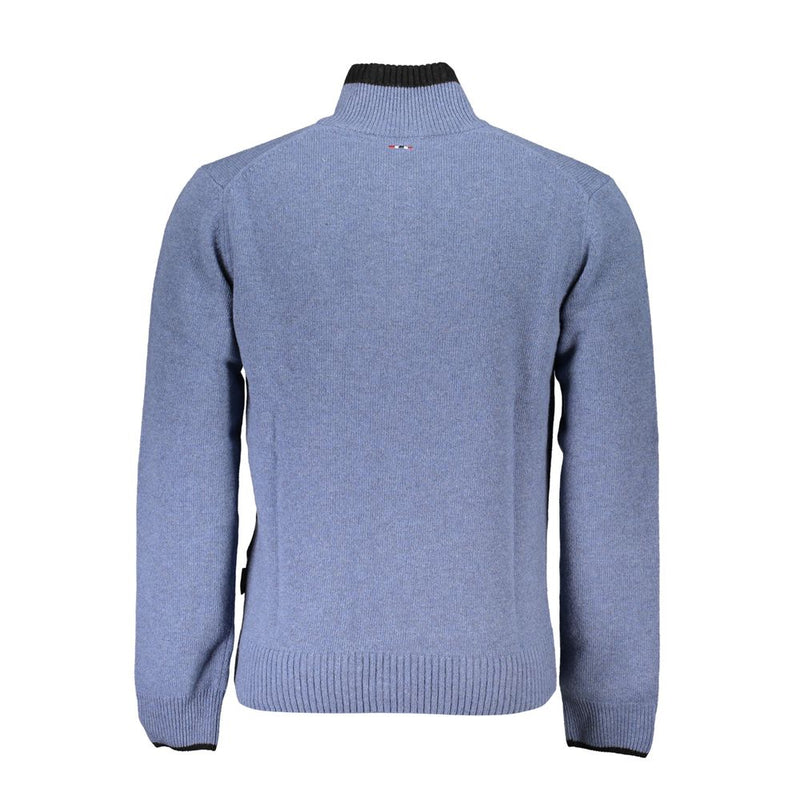 Napapijri Blue Fabric Sweater - Stylish Half Zip Design