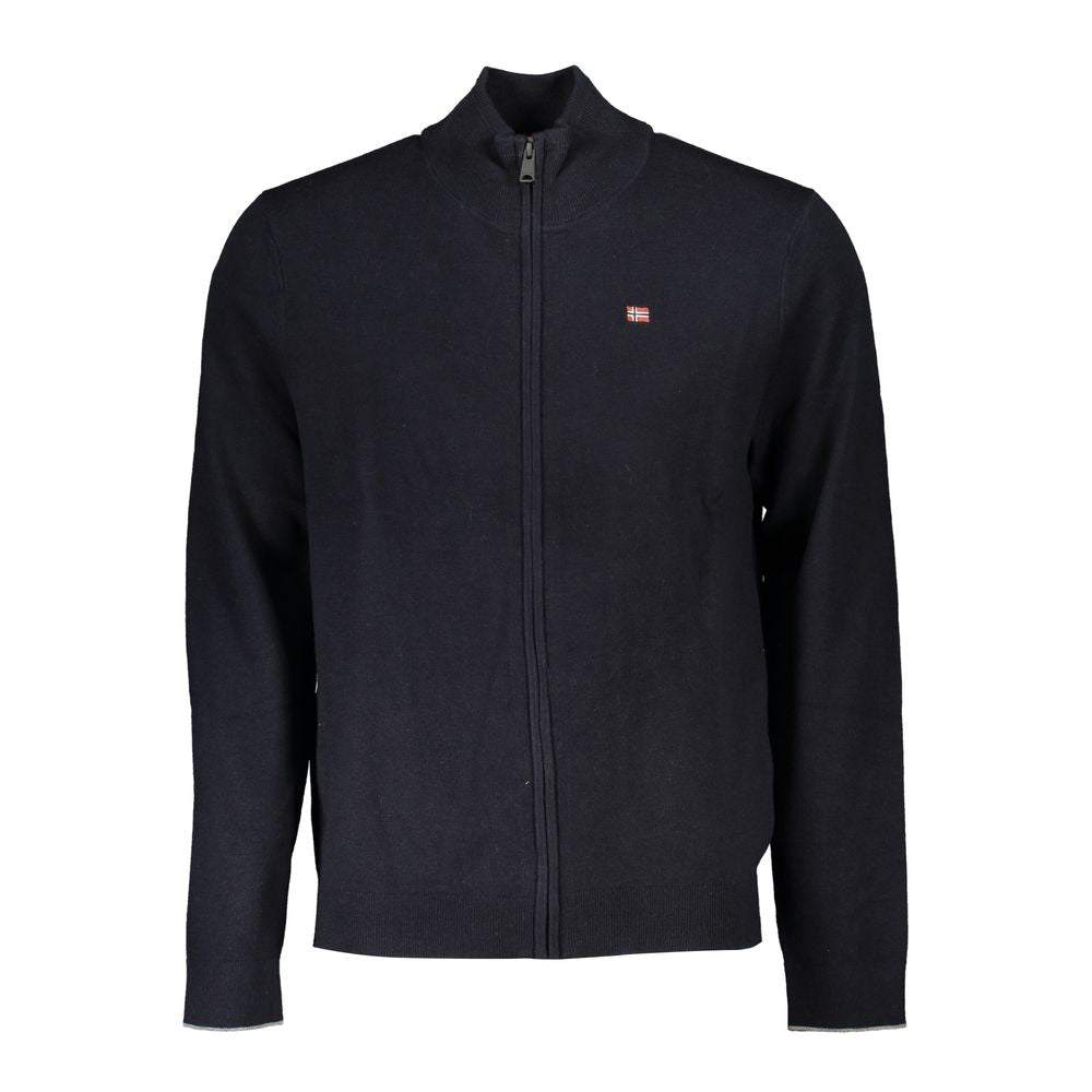 Napapijri Black Fabric Sweater - Long Sleeve Cardigan with Zip