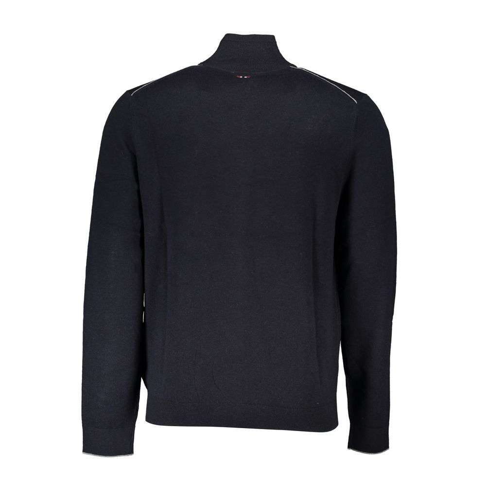 Napapijri Black Fabric Sweater - Long Sleeve Cardigan with Zip
