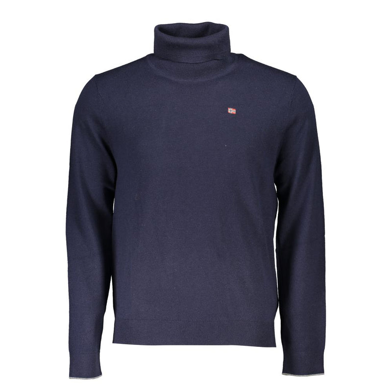 Napapijri Blue Fabric Sweater - Turtleneck with Logo