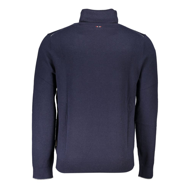 Napapijri Blue Fabric Sweater - Turtleneck with Logo