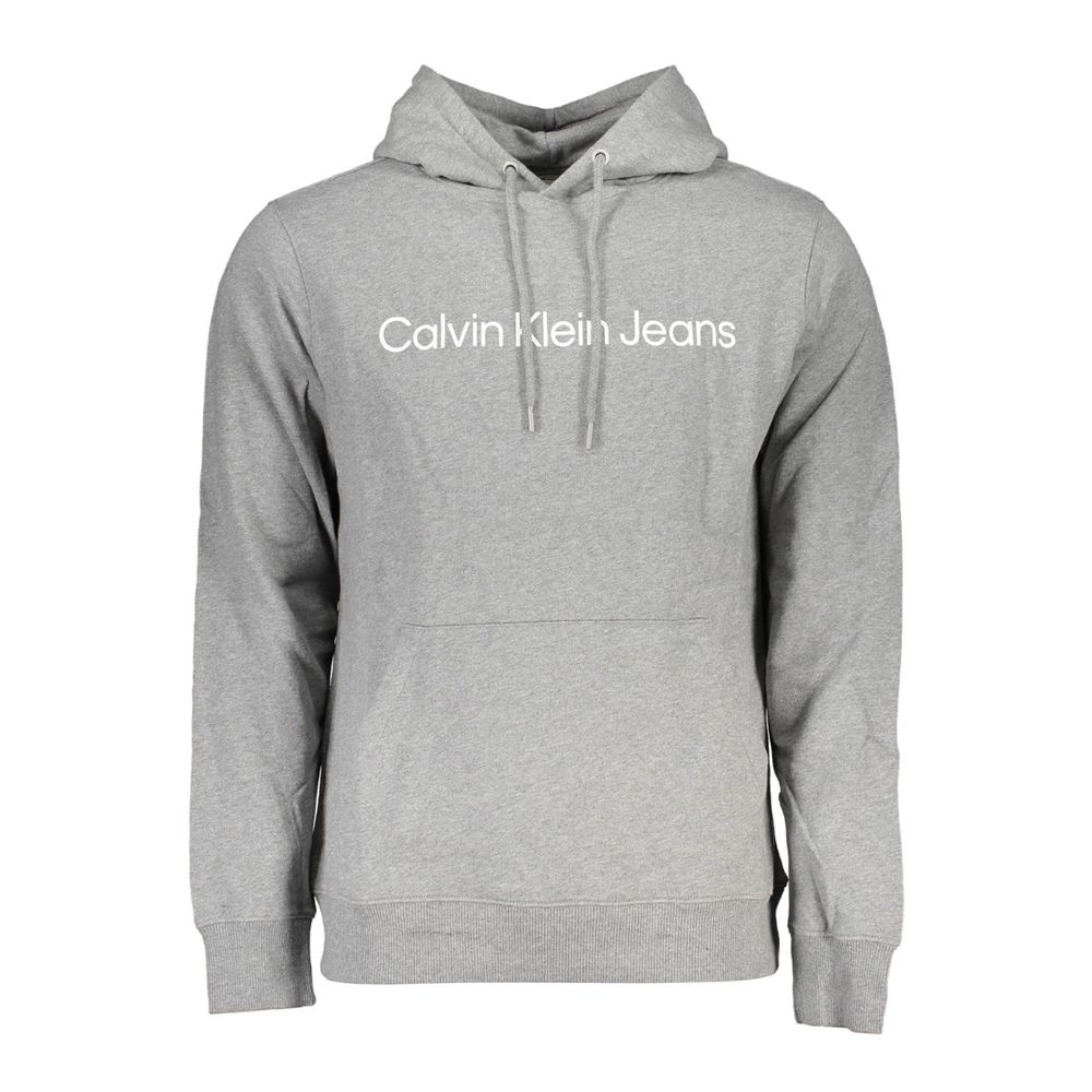 Calvin Klein "Sweat à capuche gris en coton pour homme avec poche centrale"