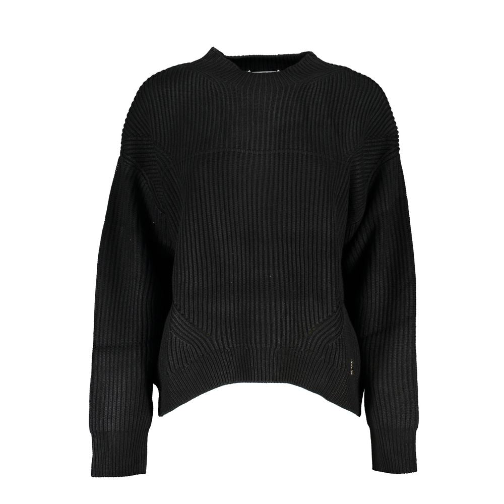 Patrizia Pepe Pull Noir en Tissu avec Col Roulé