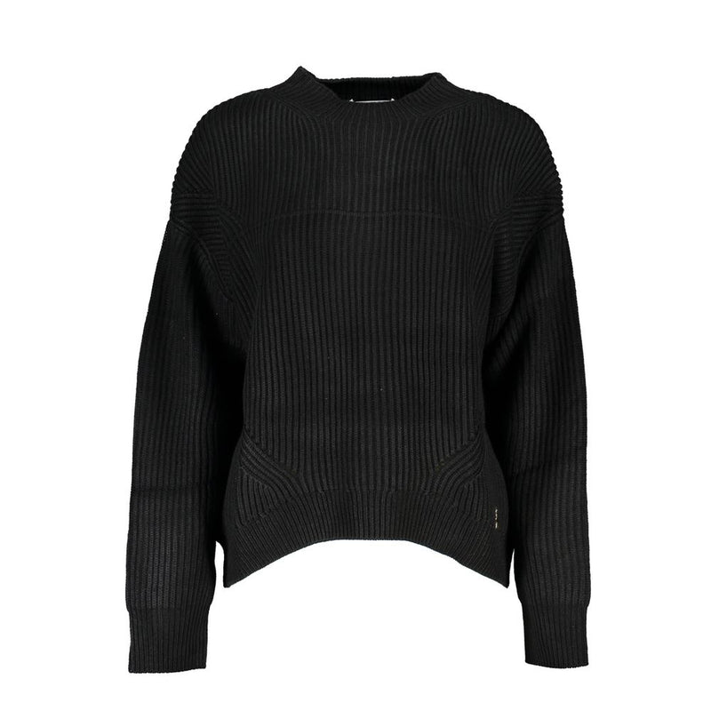 Patrizia Pepe Pull Noir en Tissu avec Col Roulé
