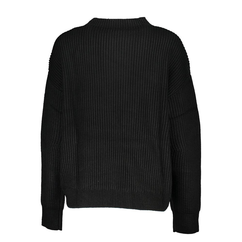 Patrizia Pepe Pull Noir en Tissu avec Col Roulé