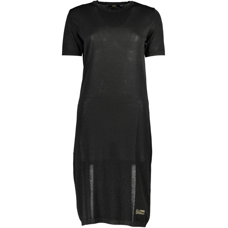Robe Viscose Noire Cavalli Class - Élégante Robe Courte