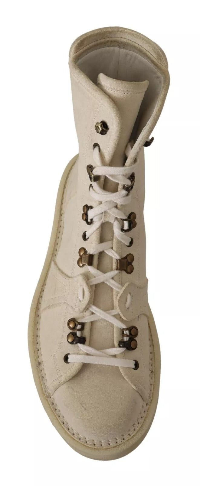 Dolce & Gabbana White Leather Lace Up Men's Boots