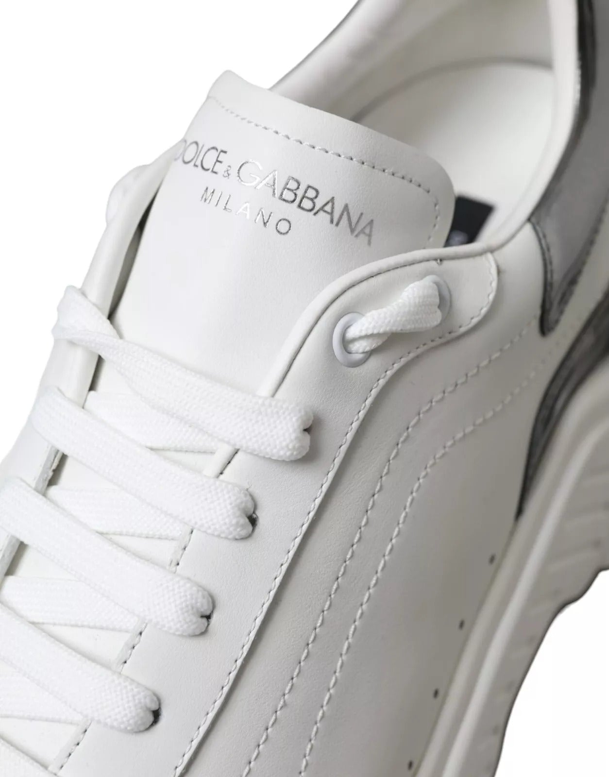 Dolce & Gabbana White Silver Leather Sport DAYMASTER Sneakers